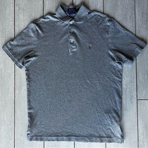 Polo Ralph Lauren Mens Classic Fit Gray Soft Cotton Polo Shirt Small Brown Pony